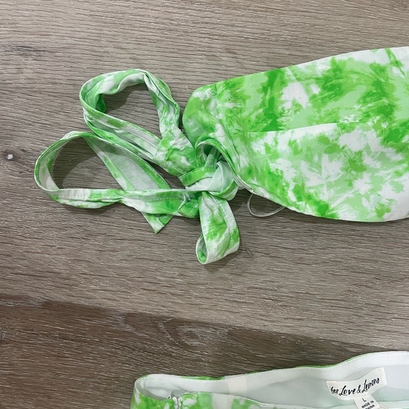 NWT For Love & Lemons Tie-Dye One-Shoulder Dress Green Size Largely - Picture 8 of 9